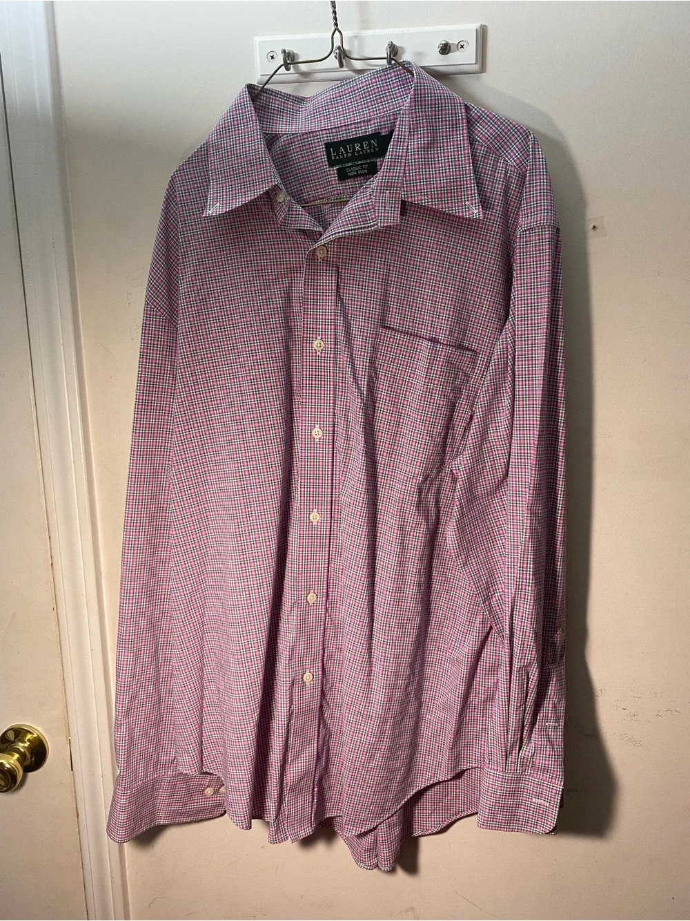 Lauren Ralph Lauren Pink and Blue Checked Dress Shirt